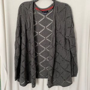 Tommy Hilfiger open front Sweater Sz XL Gray